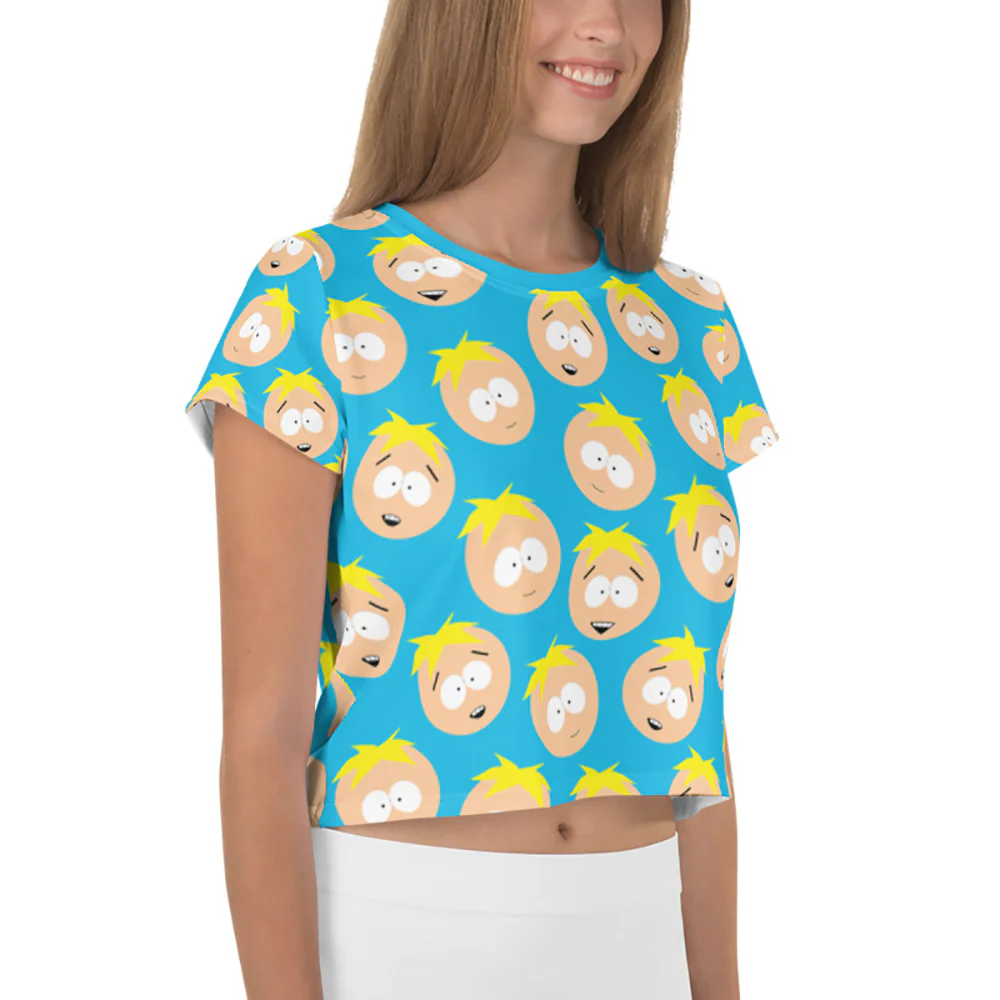 South Park Butters Faces Women's All-Over Print Crop T-Shirt - Image 2
