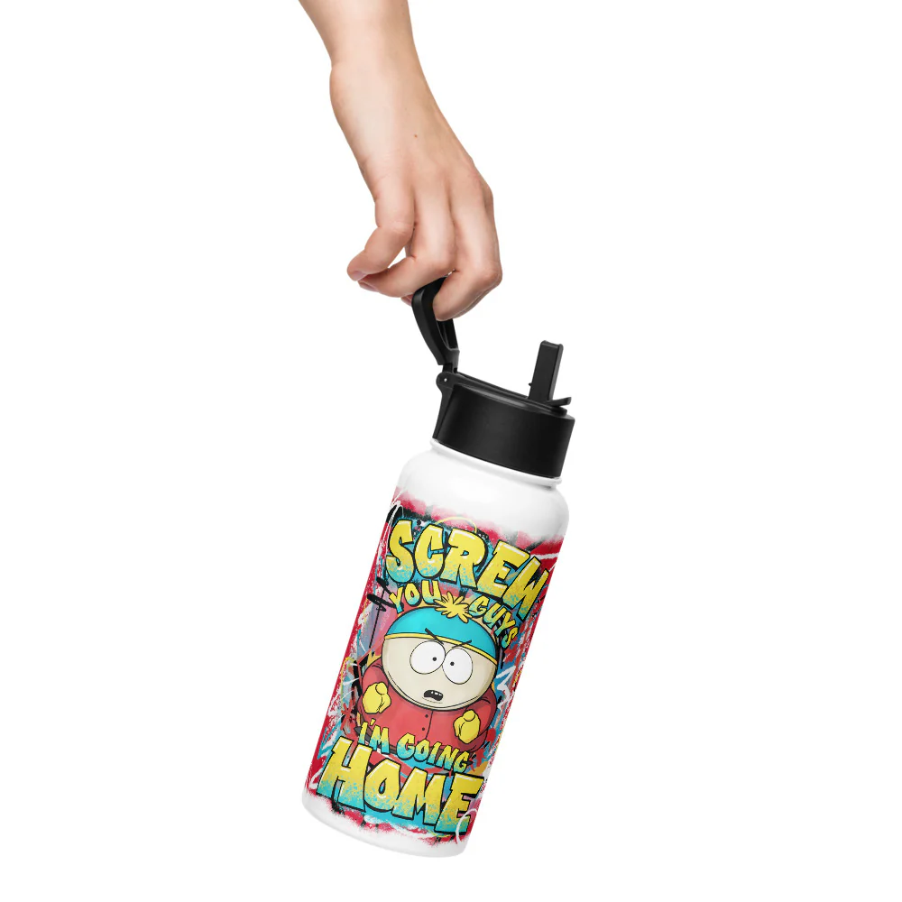 South Park Cartman Screw You Guys Stainless Steel Water Bottle with a Straw Lid - Image 8