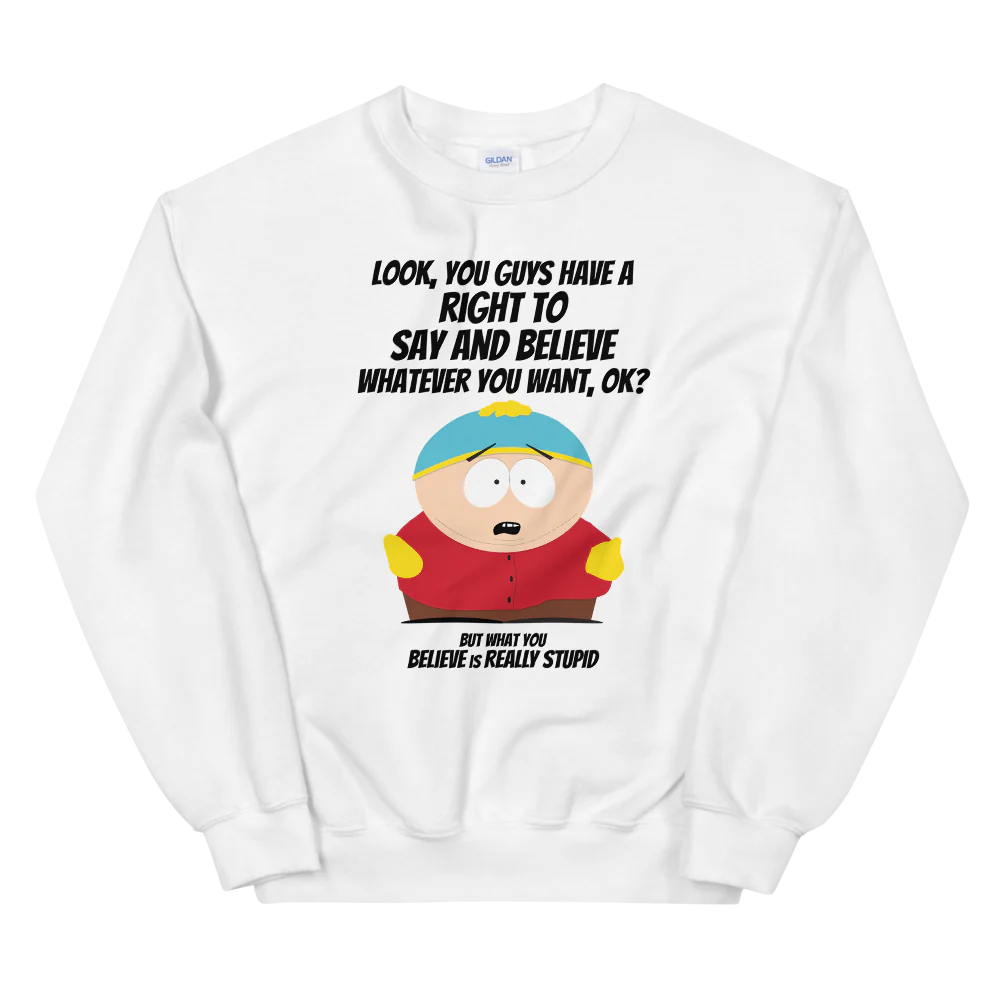 South Park Cartman What You Believe Fleece Crewneck Sweatshirt - Image 3