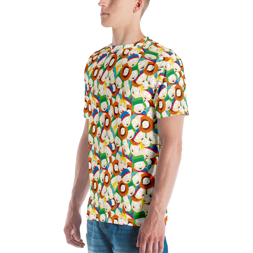 South Park Character Faces Tossed Pattern Adult All-Over Print T-Shirt - Image 5